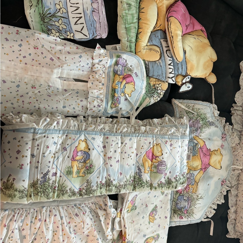Vintage Winnie the Pooh Nursery Bedding Set - Pastel Yellow & Blue